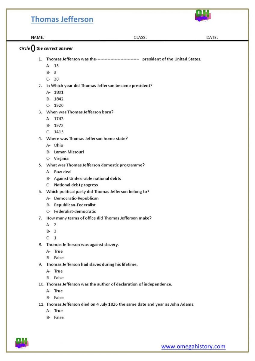 Presidents of America Worksheets activities for students PDF| www
